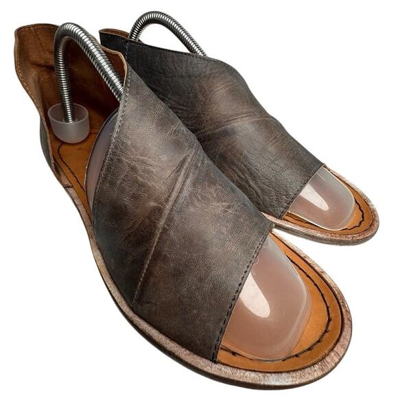 Free People Mont Blanc Gray Leather SlipOn D’Orsay Sandal Sz 8.5 39 Boho Chic EC - Picture 3 of 16